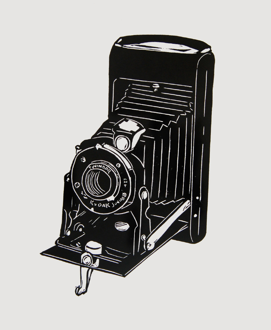 Old Kodak Camera art linocut print