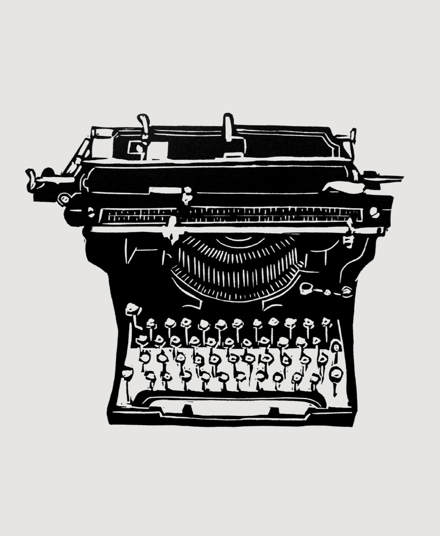 Vintage Typewriter linocut print